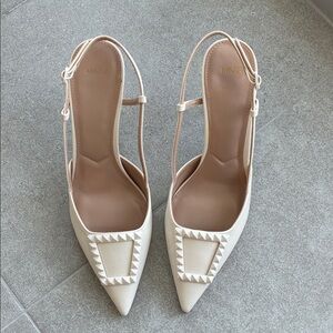 Mango Women's Cream Pyramid Stud Heels